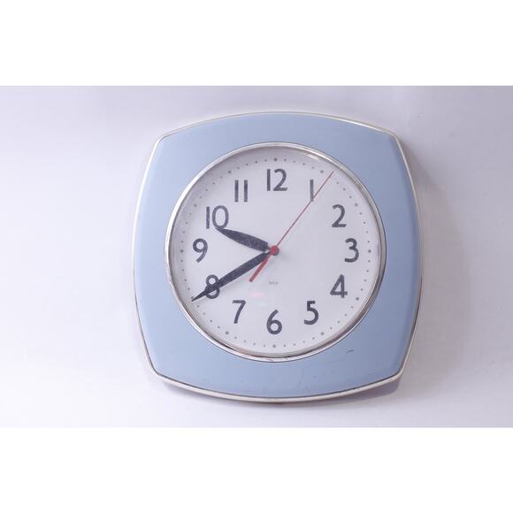 Blue-White Wall Clock, 1960s diner style MSE, Arabic numerals, 1990s 10 inches, - Picture 1 of 2